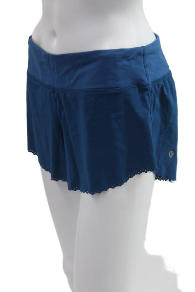 Lululemon Womens Dark Blue Floral Nylon Blend Zip Shorts Size 6