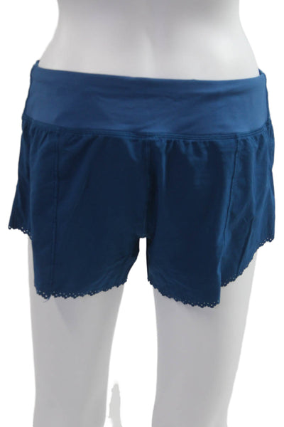 Lululemon Womens Dark Blue Floral Nylon Blend Zip Shorts Size 6