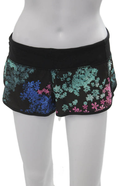 Lululemon Womens Dark Blue Floral Nylon Blend Zip Shorts Size 6