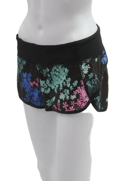 Lululemon Womens Dark Blue Floral Nylon Blend Zip Shorts Size 6