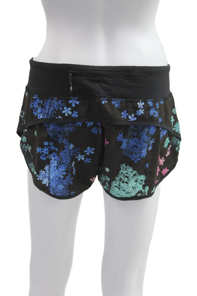 Lululemon Womens Dark Blue Floral Nylon Blend Zip Shorts Size 6