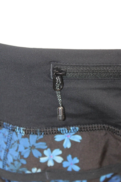 Lululemon Womens Dark Blue Floral Nylon Blend Zip Shorts Size 6