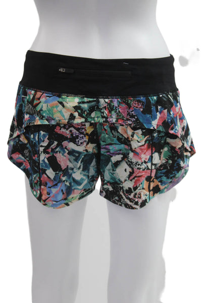 Lululemon Women Black Graphic Nylon Blend Zip Shorts Size 6