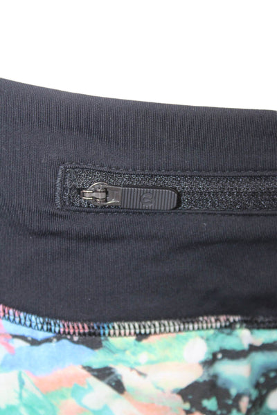 Lululemon Women Black Graphic Nylon Blend Zip Shorts Size 6