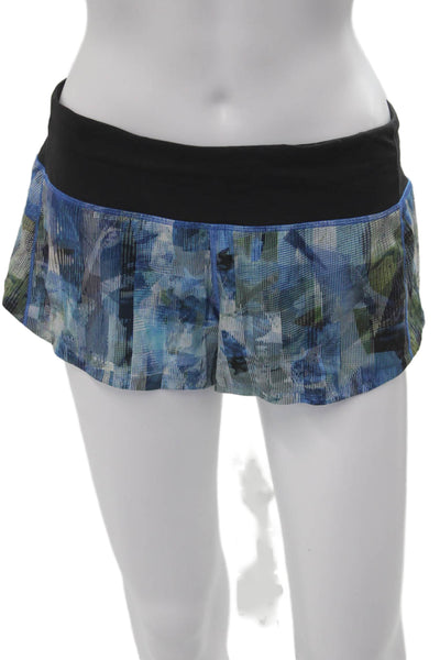 Lululemon Womens Black Geometric Camo Nylon Blend Zip Shorts Size 6