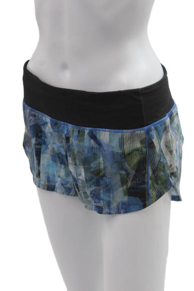 Lululemon Womens Black Geometric Camo Nylon Blend Zip Shorts Size 6