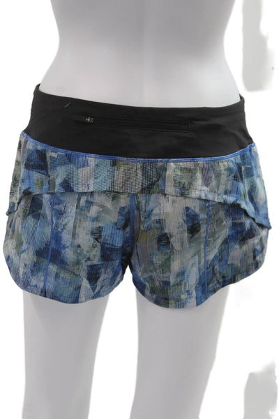 Lululemon Womens Black Geometric Camo Nylon Blend Zip Shorts Size 6
