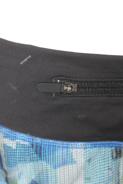Lululemon Womens Black Geometric Camo Nylon Blend Zip Shorts Size 6