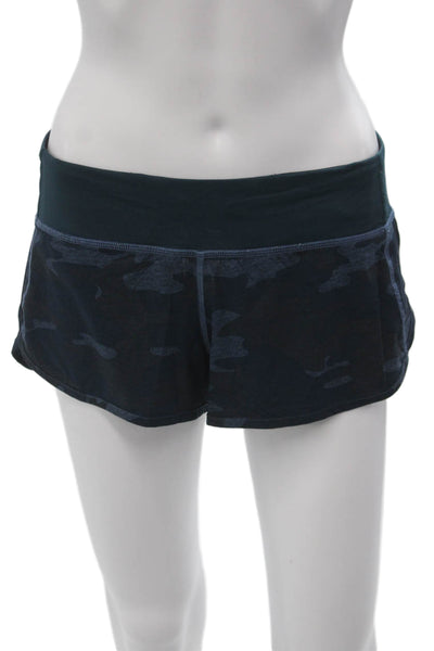 Lululemon Womens Black Geometric Camo Nylon Blend Zip Shorts Size 6