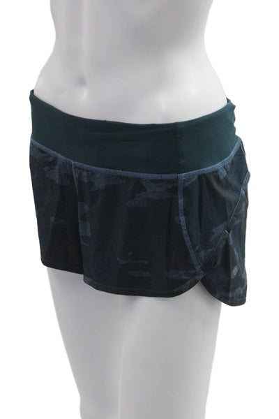Lululemon Womens Black Geometric Camo Nylon Blend Zip Shorts Size 6