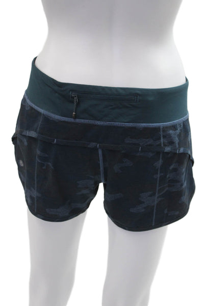 Lululemon Womens Black Geometric Camo Nylon Blend Zip Shorts Size 6