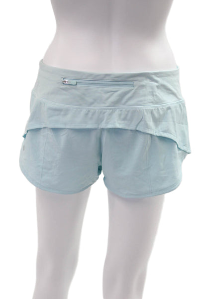 Lululemon Women Light Blue Nylon Blend Zip Beach Shorts Size 6