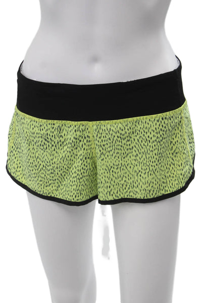 Lululemon Womens Black Animal Print Zip Shorts Nylon Blend Size 6