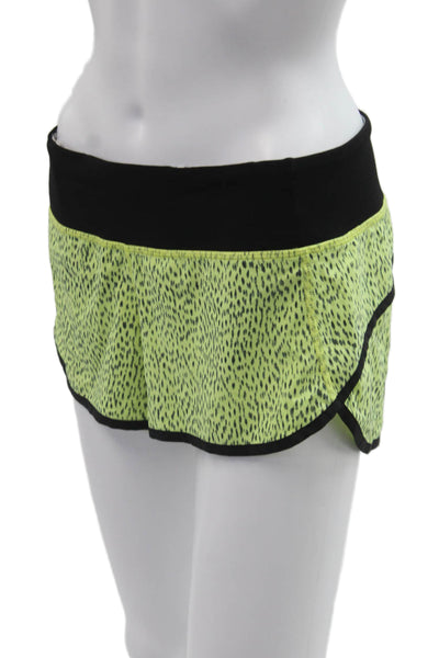 Lululemon Womens Black Animal Print Zip Shorts Nylon Blend Size 6