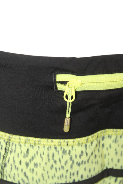 Lululemon Womens Black Animal Print Zip Shorts Nylon Blend Size 6