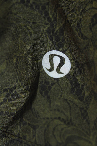 Lululemon Women Black Floral Army Drawstring Nylon Blend Shorts Size 6