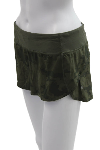Lululemon Womens Camouflage Green Nylon Blend Zip Shorts Size 6
