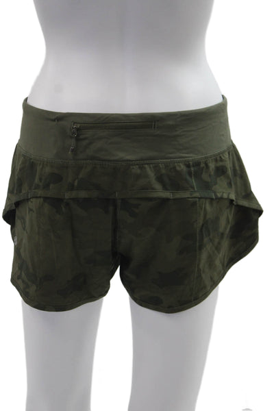 Lululemon Womens Camouflage Green Nylon Blend Zip Shorts Size 6