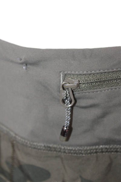Lululemon Womens Camouflage Green Nylon Blend Zip Shorts Size 6