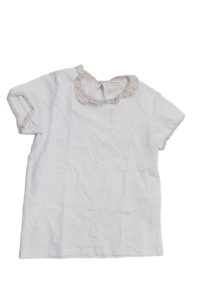 minnow Girls Cotton Collared Short Sleeve Pullover T-Shirt White Size 11/12