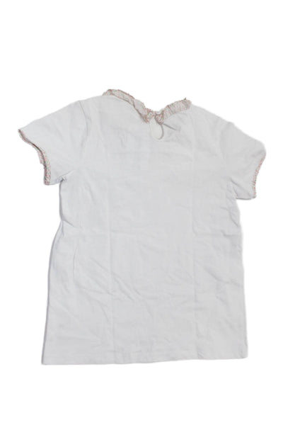 minnow Girls Cotton Collared Short Sleeve Pullover T-Shirt White Size 11/12