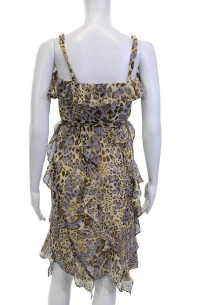 Bardot Girls Animal Print Sleeveless Ruffled Mini Dress Beige Size 8