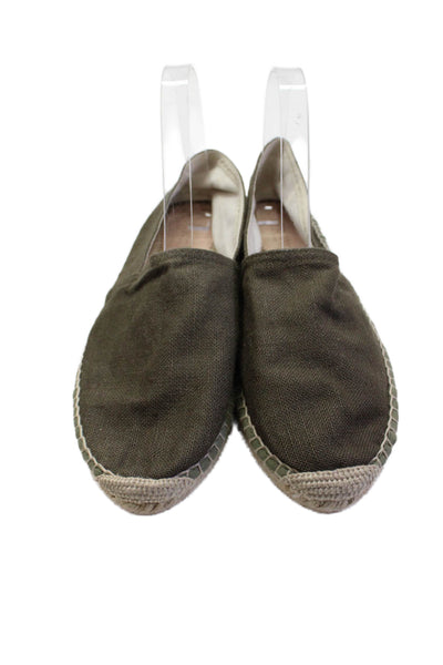 J Crew Womens Solid Round Toe Slip On Espadrille Flats Green Size 8.5