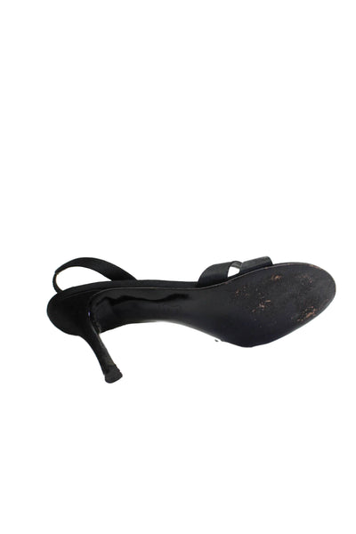 Stuart Weitzman Womens Stiletto Satin Slingback Sandals Black Size 10M