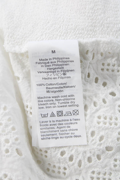 J Crew Women Pullover Sweatshirt White Cotton Long Sleeve Crew Neck Size M