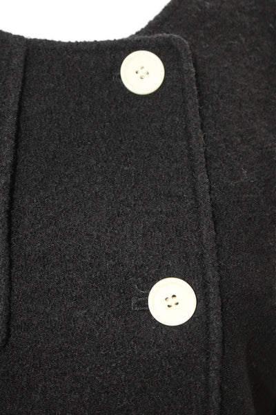J Crew Womens Pea Coat Black 100% Wool Button Closure Long Sleeve Size M