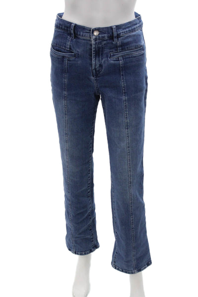 J. Mclaughlin Womens Cropped Straight Jeans Blue Mid Rise 29in Inseam Size 4