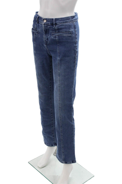 J. Mclaughlin Womens Cropped Straight Jeans Blue Mid Rise 29in Inseam Size 4