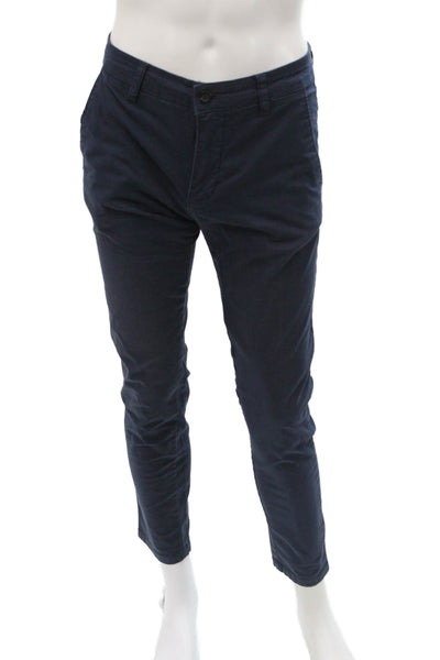 Zara Mens Ankle Chino Dark Blue Cotton Button Size 30