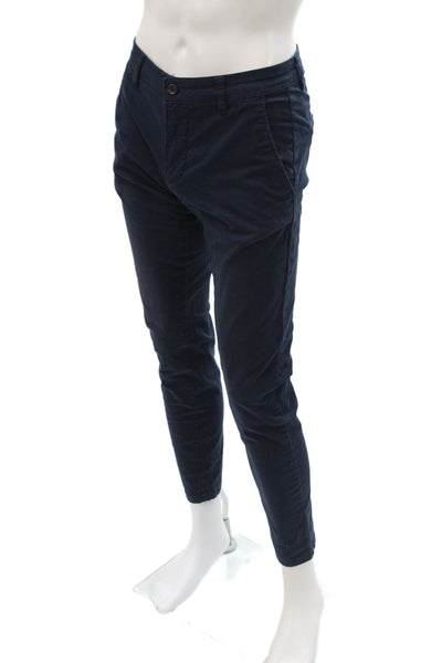 Zara Mens Ankle Chino Dark Blue Cotton Button Size 30