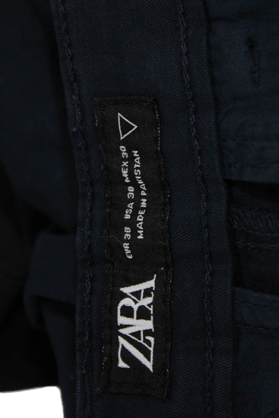 Zara Mens Ankle Chino Dark Blue Cotton Button Size 30