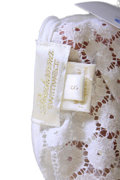 Shoshanna Women White Floral V-Neck Short Sleeve Cover-up Drawstring Size S