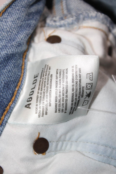 Agolde Unisex Cropped Straight High Rise Jeans Blue Button Closure Size 27