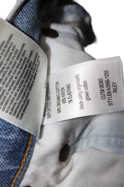 Agolde Unisex Cropped Straight High Rise Jeans Blue Button Closure Size 27