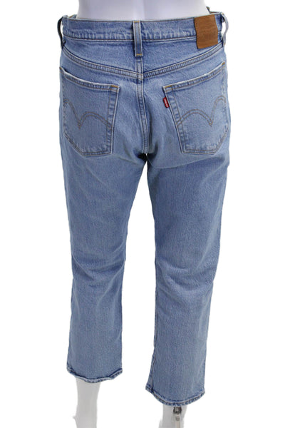 Levis Women Cropped Straight Jeans Light Blue High Rise 24 Inseam Size 27