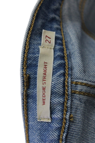 Levis Women Cropped Straight Jeans Light Blue High Rise 24 Inseam Size 27