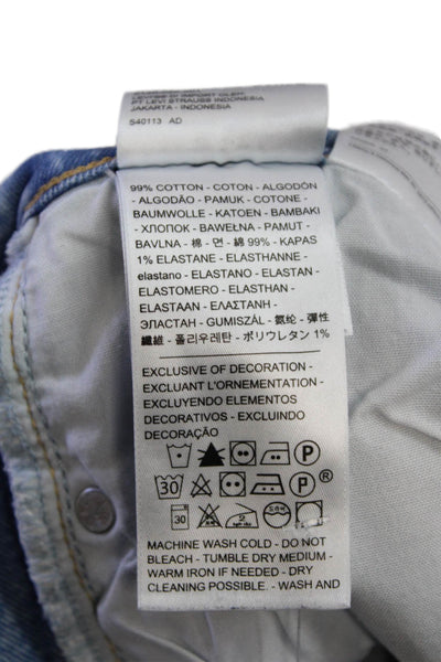 Levis Women Cropped Straight Jeans Light Blue High Rise 24 Inseam Size 27