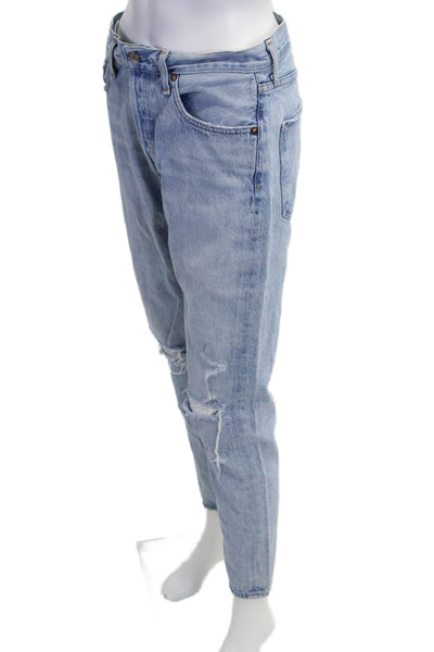 Agolde Unisex Straight Tapered Jeans Light Blue High Rise 26in Size 28