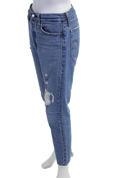 Levis Women Ankle Cropped Mom Jeans Blue High Rise Size 27