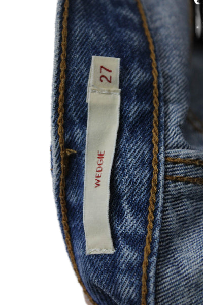 Levis Women Ankle Cropped Mom Jeans Blue High Rise Size 27