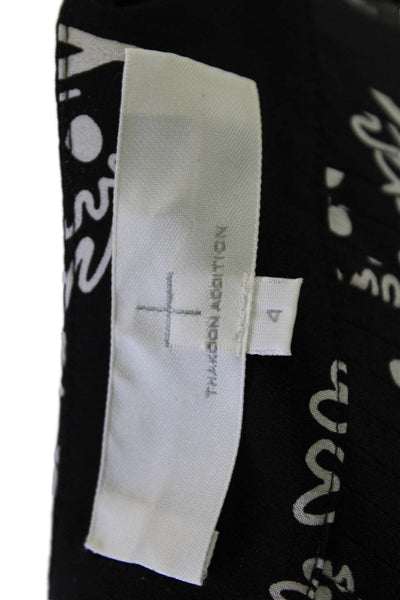 Thakoon Addition Womens Black Floral V-Neck Long Sleeve Tunic Size 4