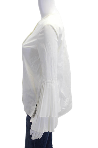 Lafayette 148 New York Womens White Long Sleeve Blouse Cotton Size 0P