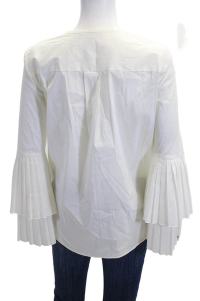Lafayette 148 New York Womens White Long Sleeve Blouse Cotton Size 0P