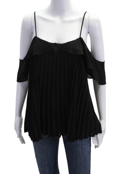Delfi Women Camisole Black Polyester Sleeveless Hook & Eye Size S