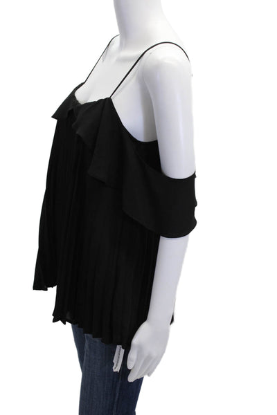 Delfi Women Camisole Black Polyester Sleeveless Hook & Eye Size S