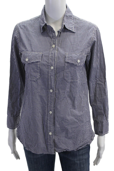 Current/Elliott Women Check Button Up Shirt Cotton Long Sleeve Size 0